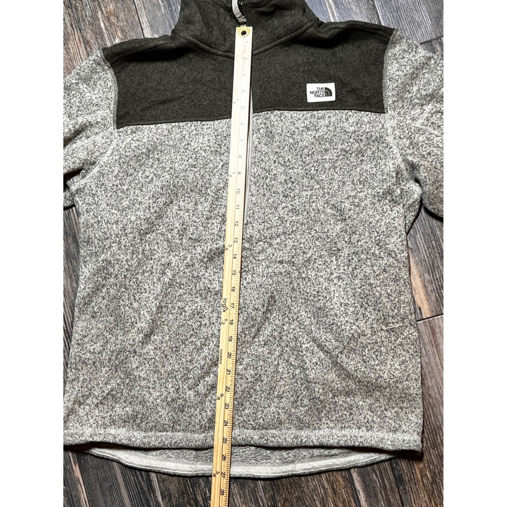 The North Face Mens Fleece 1/4 Zip Pullover Green Grey Large Gordon Lyons Logo - Picture 5 of 8